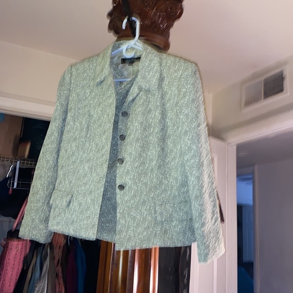 2 PCs skirt set w embedded leaf print green - Picture 2 of 8